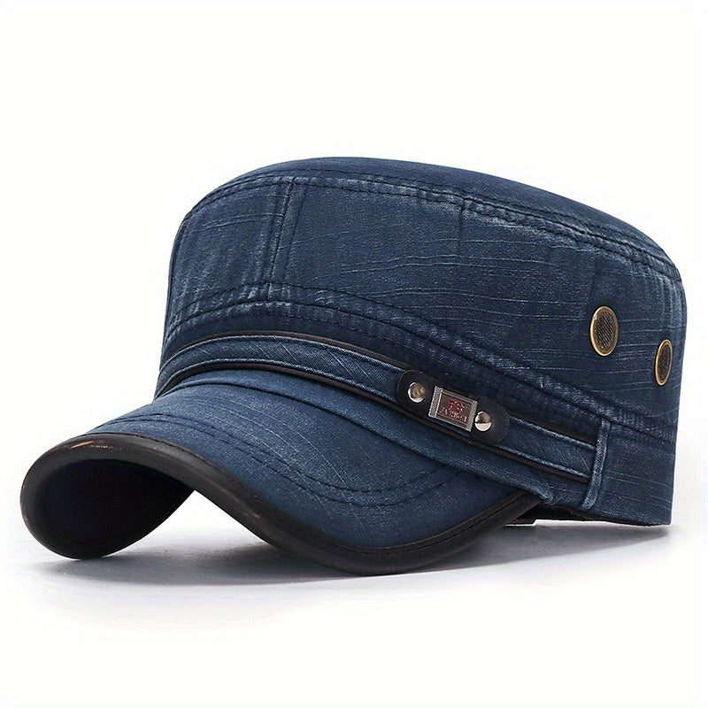 Unisex Casual Cotton Baseball Cap, Distressed Leather Edge, Solid Color, Sun Protection Hat, Hand Washable, 80% Cotton 20% Polyester, One Size Fits All