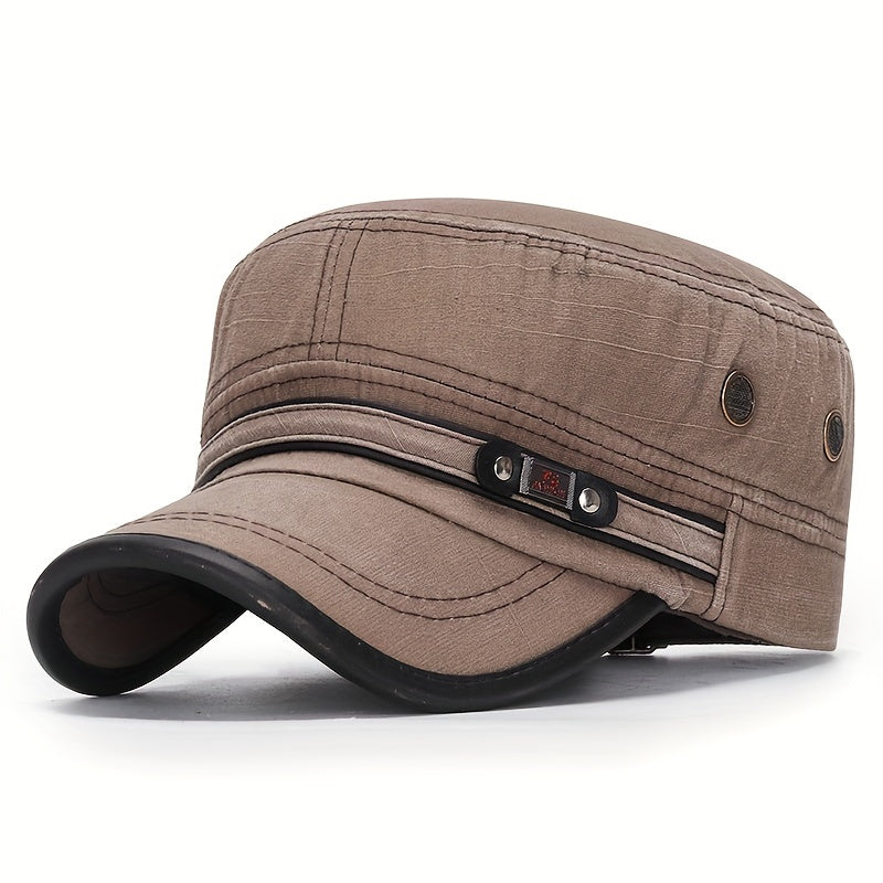 Unisex Casual Cotton Baseball Cap, Distressed Leather Edge, Solid Color, Sun Protection Hat, Hand Washable, 80% Cotton 20% Polyester, One Size Fits All
