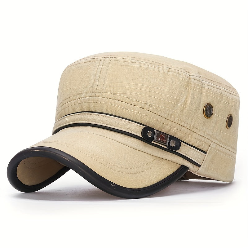 Unisex Casual Cotton Baseball Cap, Distressed Leather Edge, Solid Color, Sun Protection Hat, Hand Washable, 80% Cotton 20% Polyester, One Size Fits All