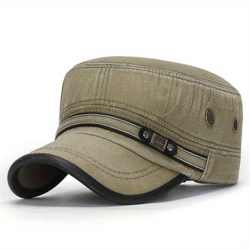 Unisex Casual Cotton Baseball Cap, Distressed Leather Edge, Solid Color, Sun Protection Hat, Hand Washable, 80% Cotton 20% Polyester, One Size Fits All