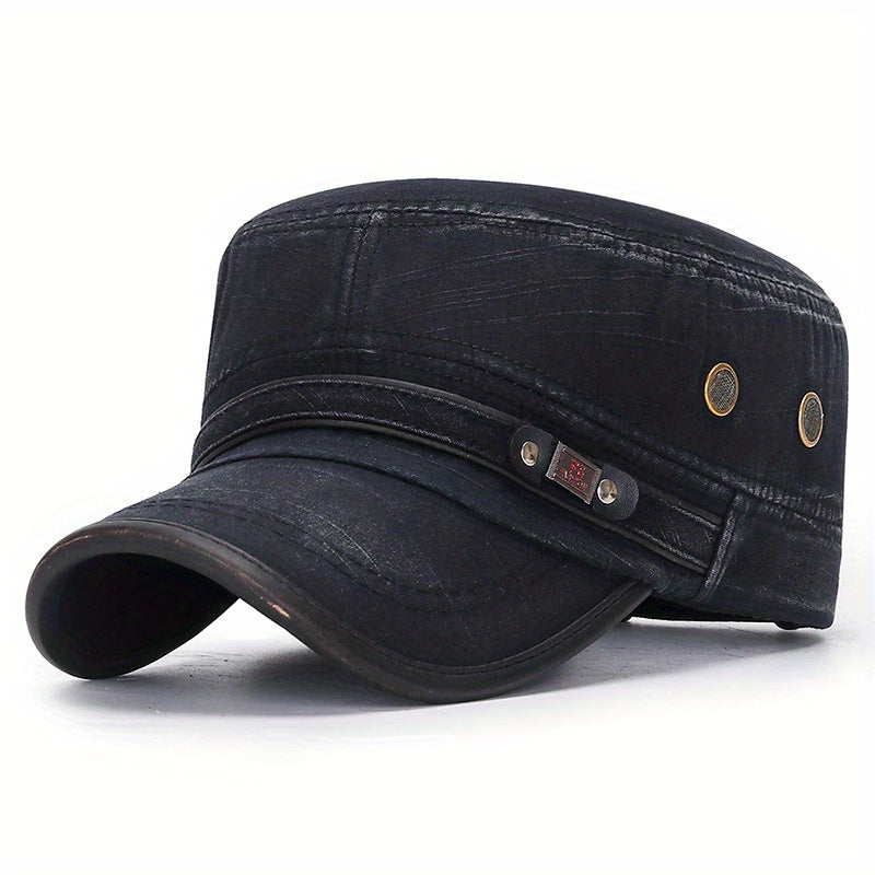 Unisex Casual Cotton Baseball Cap, Distressed Leather Edge, Solid Color, Sun Protection Hat, Hand Washable, 80% Cotton 20% Polyester, One Size Fits All