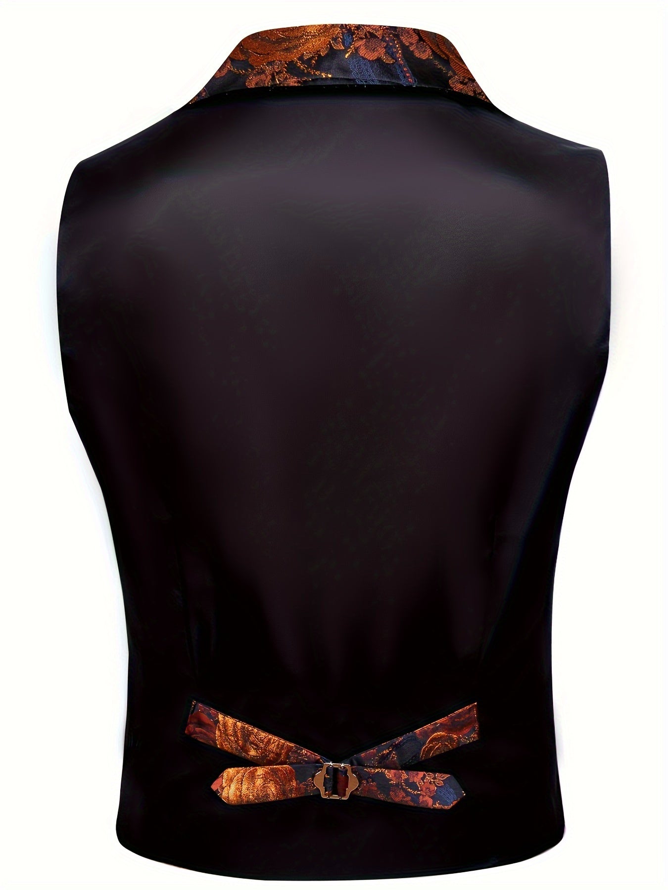 Gilet de Costume Jacquard Floral Vintage pour Hommes - Style Steampunk Gothique, Imprimé Floral Vert & Doré, Col Sur Mesure, Bouton en Cuivre, Poches Latérales, Parfait pour les Mariages, Bal de Promo & Événements Formels