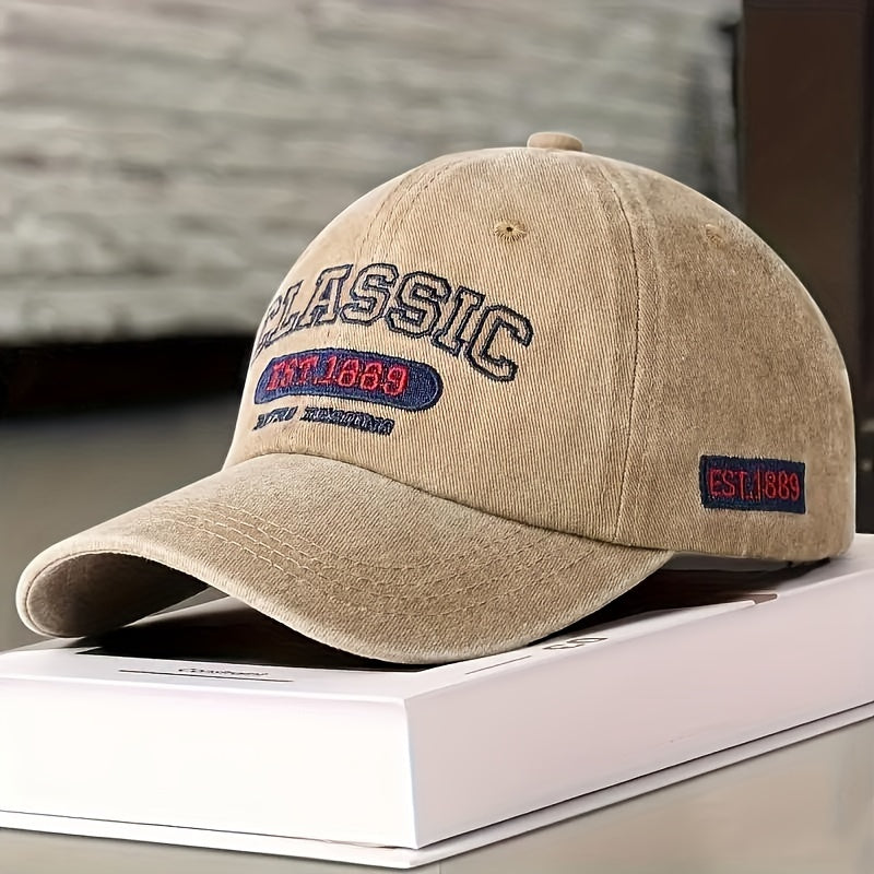 Classic Slogan Embroidery Baseball Cap Vintage Solid Color Washed Distressed Sports Hats Lightweight Adjustable Dad Hat For Women Men