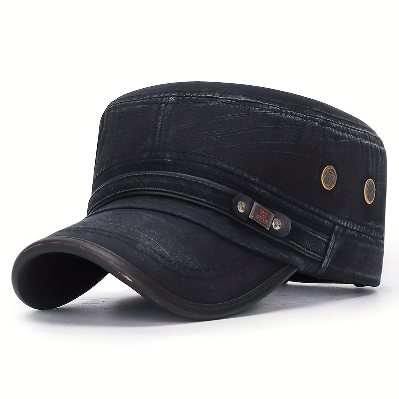 Unisex Casual Cotton Baseball Cap, Distressed Leather Edge, Solid Color, Sun Protection Hat, Hand Washable, 80% Cotton 20% Polyester, One Size Fits All