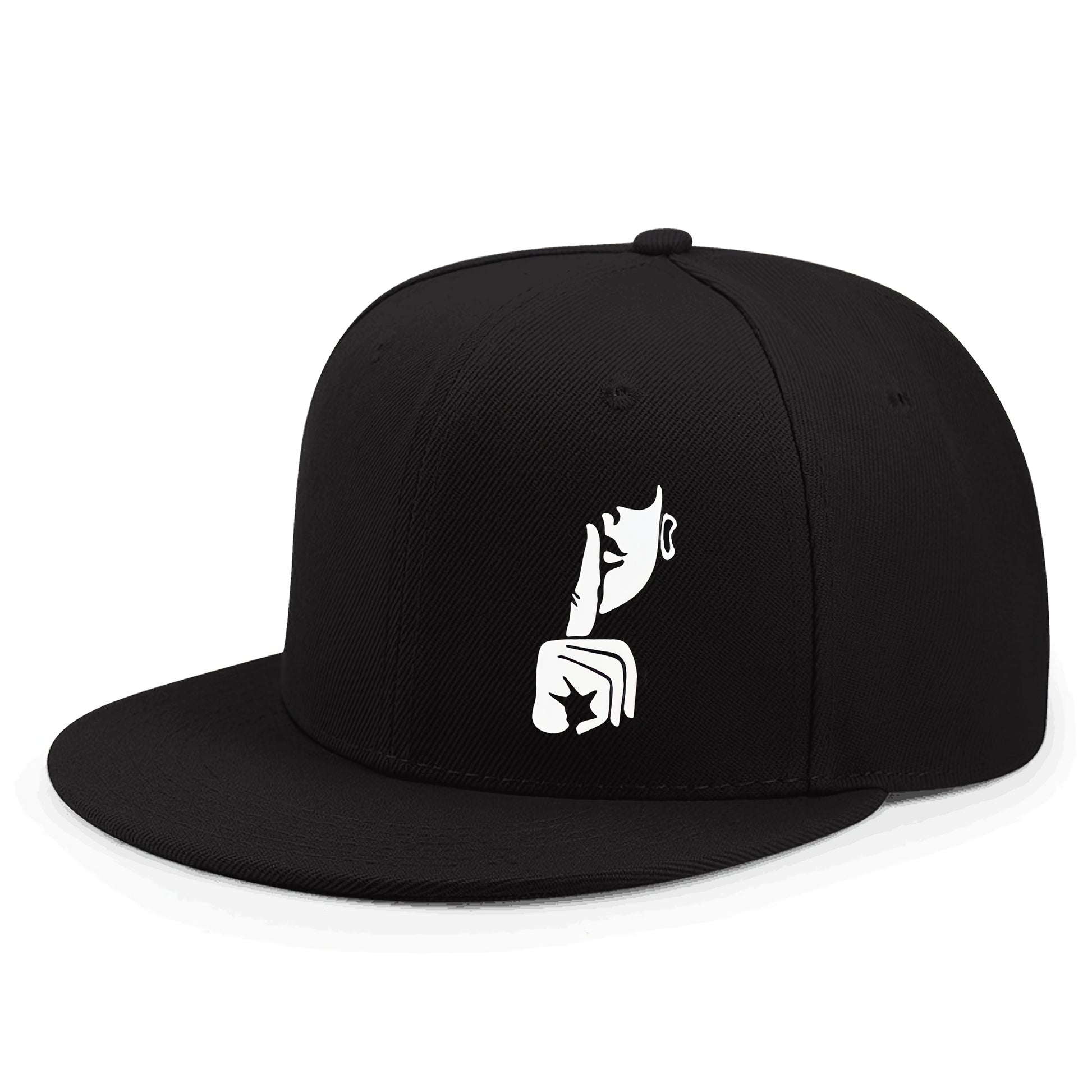 Unisex Hip-Hop Baseball Cap | Adjustable Polyester Snapback | Retro Style with Geometric Shush Gesture Design | Lightweight & Machine Washable | Flat Brim for Outdoor Sports, Outdoor Sports Cap | Urban Fashion Hat | Machine Washable Hat