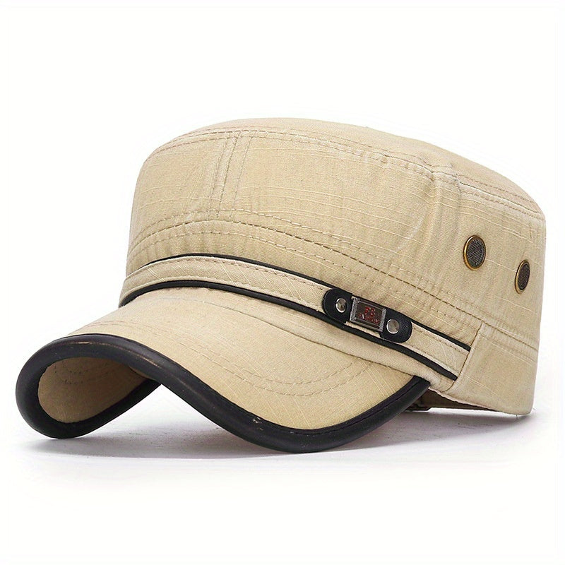 Unisex Casual Cotton Baseball Cap, Distressed Leather Edge, Solid Color, Sun Protection Hat, Hand Washable, 80% Cotton 20% Polyester, One Size Fits All